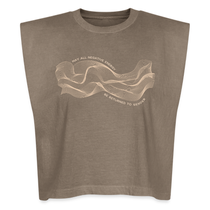 May All Negative Energy Be Returned to Sender American Apparel Women's Garment Dyed Muscle Tank - faded brown