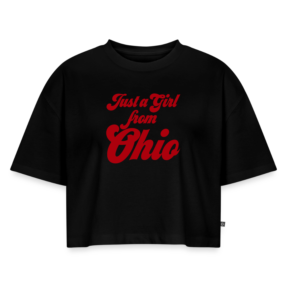 Just a Girl from Ohio Women's Oversized Organic Cropped T-Shirt - black