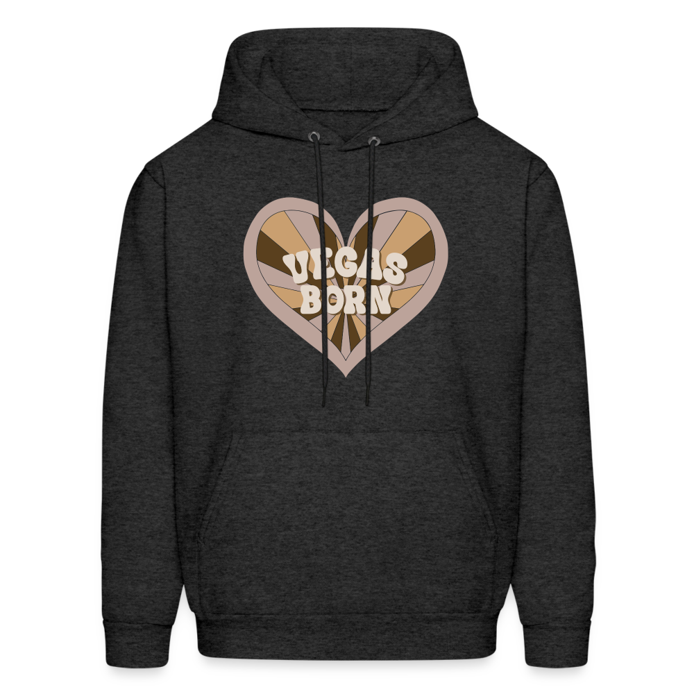 Vegas Born Heart Men's Hoodie - charcoal grey