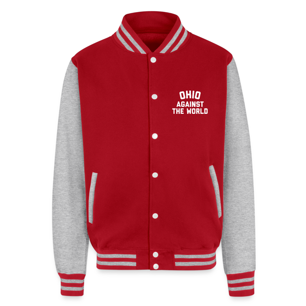 Ohio Script Ohio Against the World Heavyweight Letterman Jacket - red/heather grey