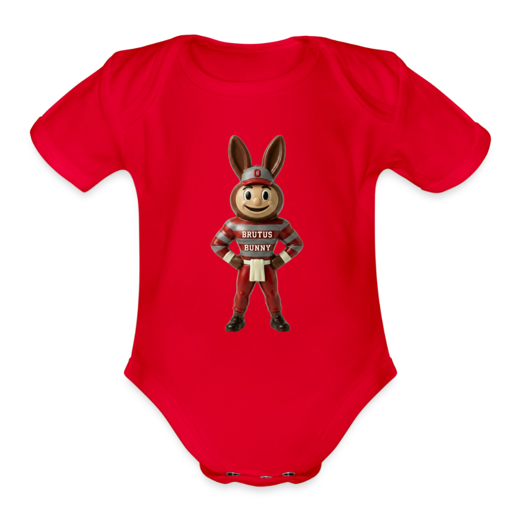 Brutus Bunny Organic Short Sleeve Baby Bodysuit - red