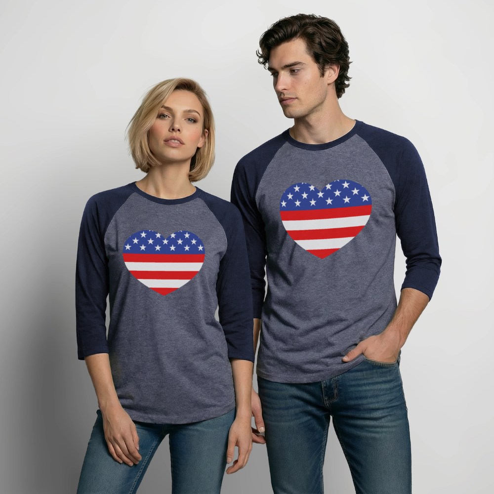 Baseball T-Shirt - heather blue/navy