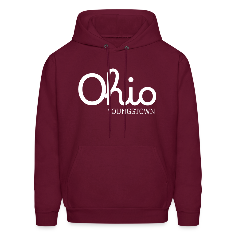 Customizable Youngstown (your hometown) Script Ohio Men's Hoodie - burgundy