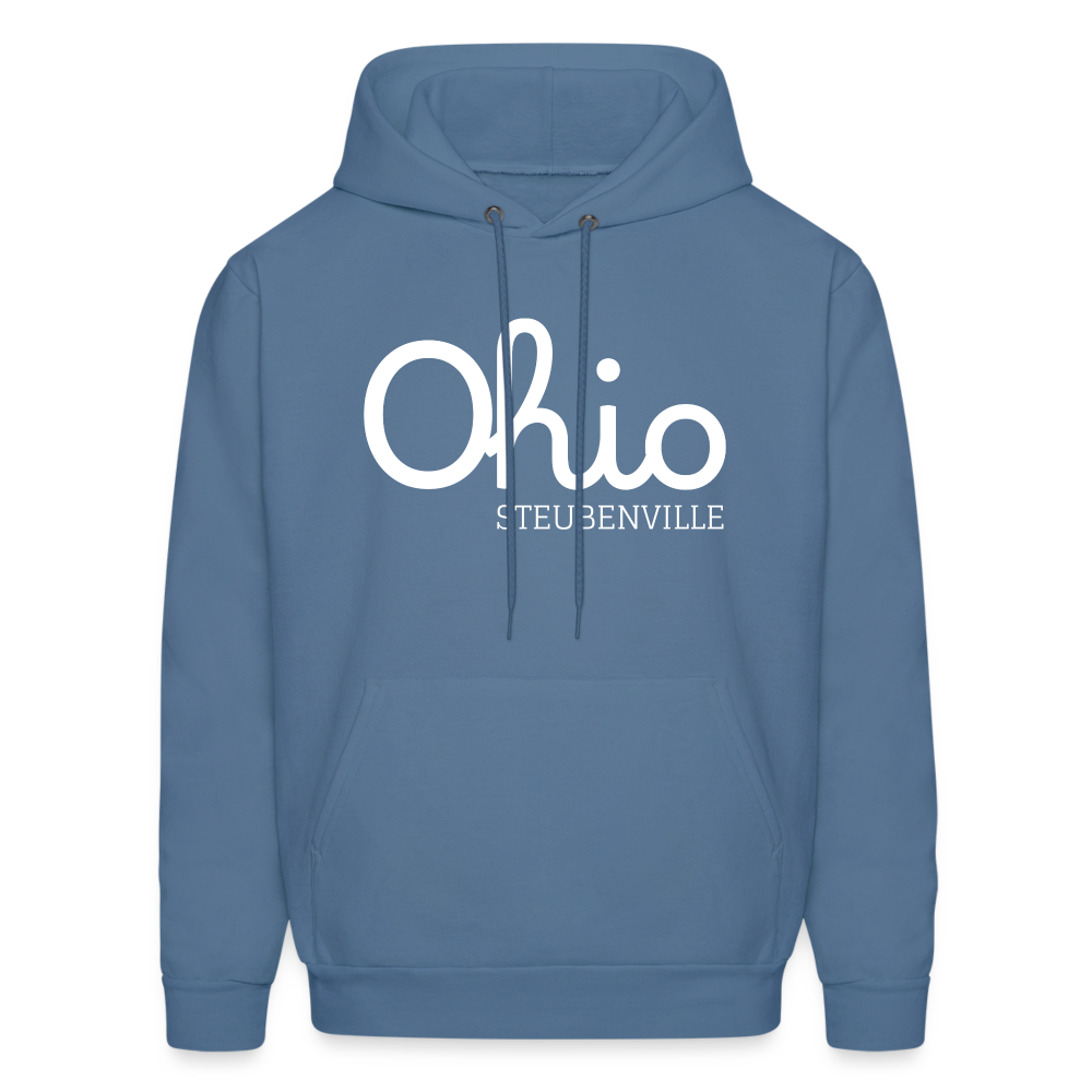 Customizable Steubenville (your hometown) Script Ohio Men's Hoodie - denim blue