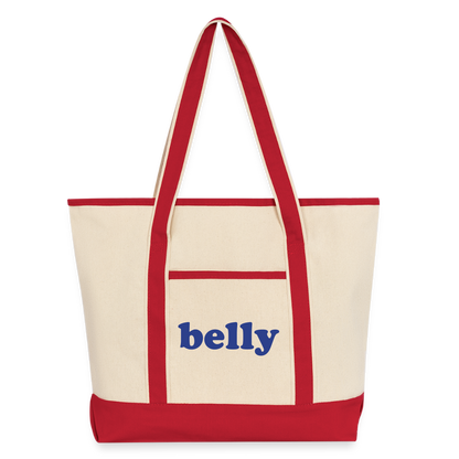 Personalized Large Canvas Deluxe Tote - Natural/Classic Red