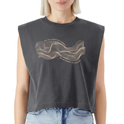 May All Negative Energy Be Returned to Sender American Apparel Women's Garment Dyed Muscle Tank - faded black