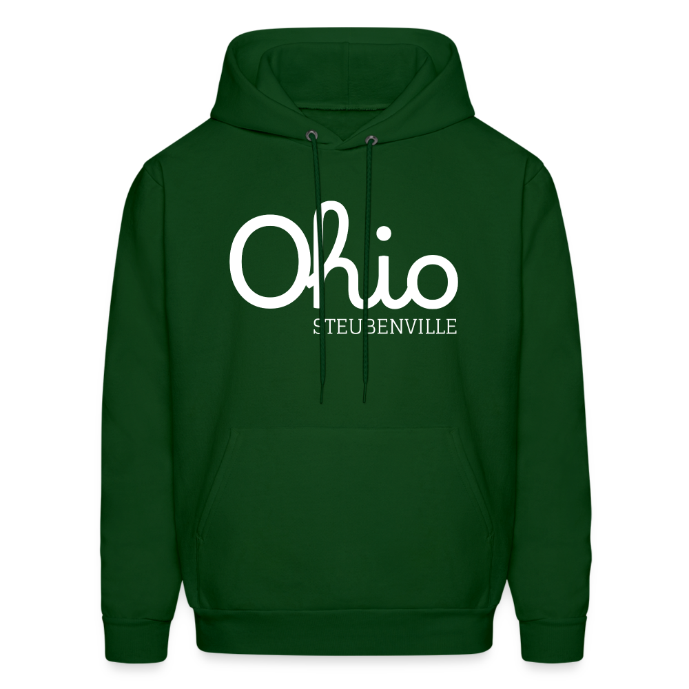 Customizable Steubenville (your hometown) Script Ohio Men's Hoodie - forest green