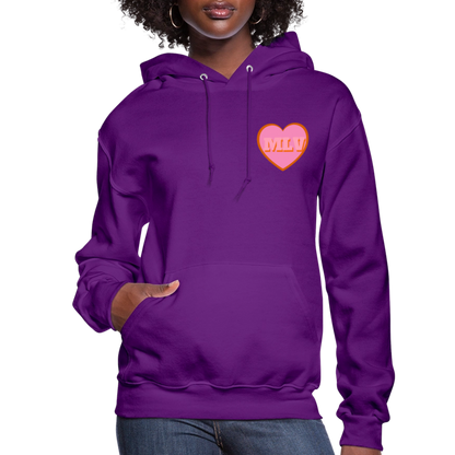 Monogrammed Initials Heart Women's Hoodie - purple