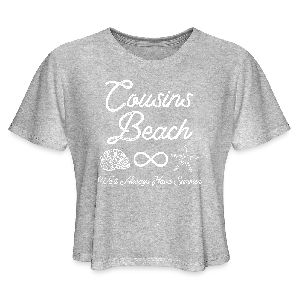Cousins Beach Women's Cropped T-Shirt - heather gray