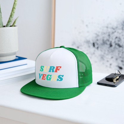 Surf Vegas Trucker Hat - white/kelly green