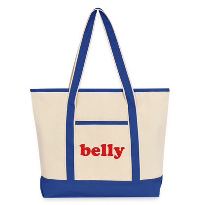 Personalized Large Canvas Deluxe Tote - natural/royal