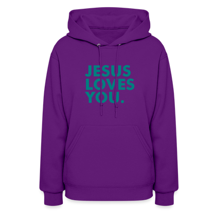 Jesus Loves You Women's Hoodie - purple
