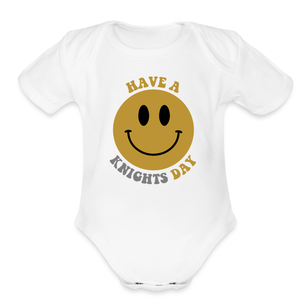 Have a Knights Day Vegas Hockey Organic Short Sleeve Baby Bodysuit - white