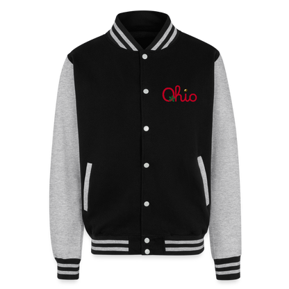 OH/IO Heavyweight Letterman Jacket - black/heather grey