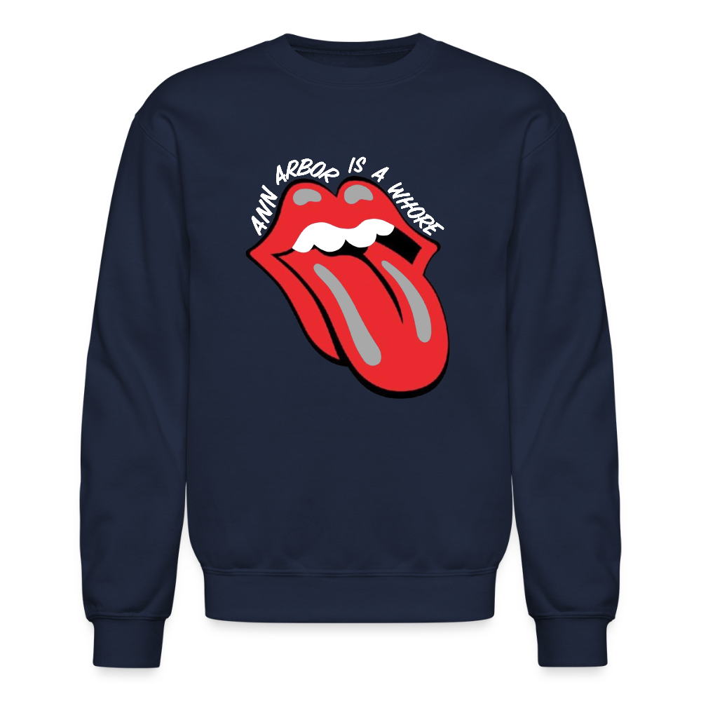 Ann Arbor is aWhore Crewneck Sweatshirt - navy