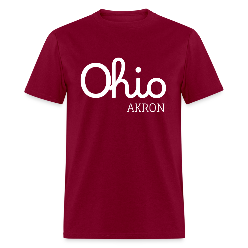 Akron Script Ohio Unisex Classic T-Shirt - burgundy