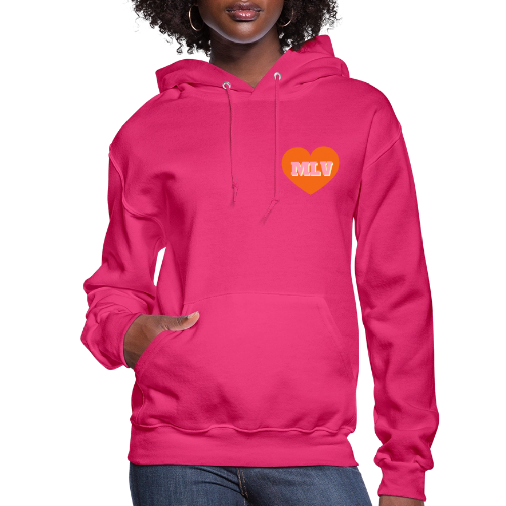 Monogrammed Initials Heart Women's Hoodie - fuchsia