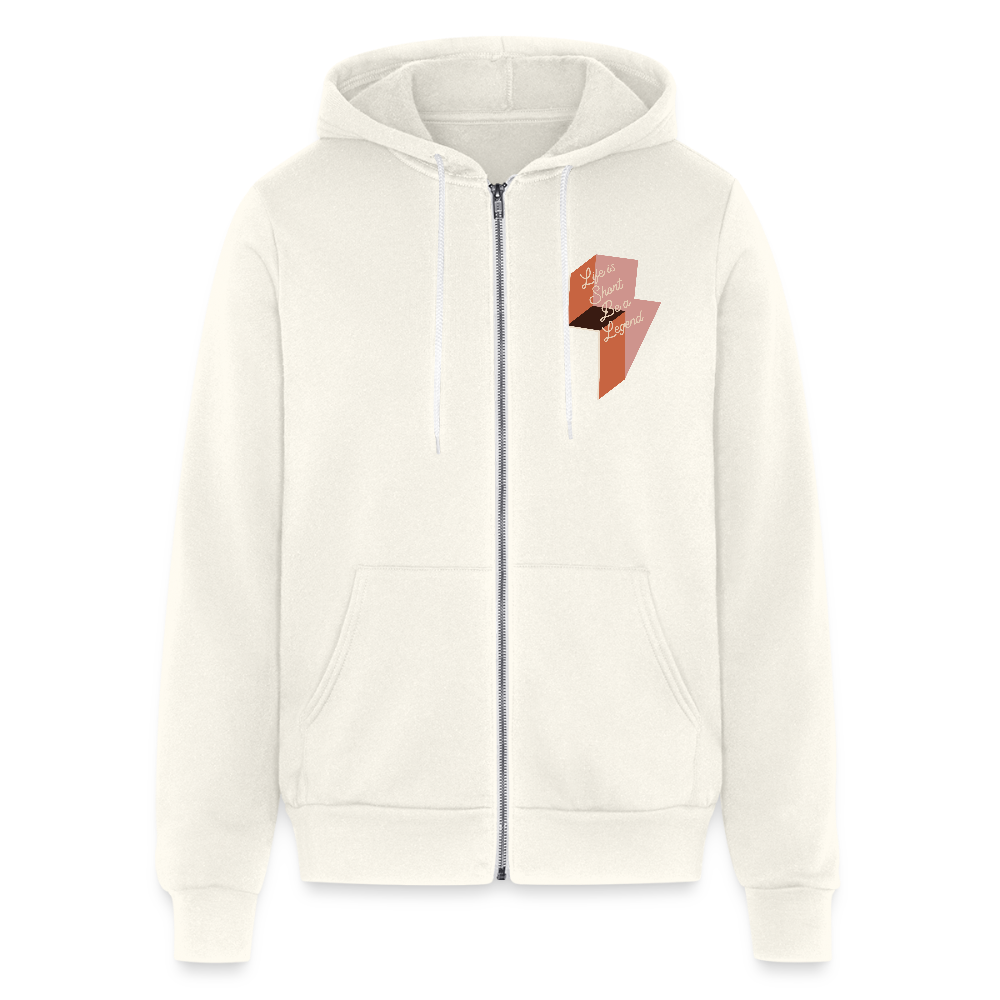 Life is Short Be a Legend Bella + Canvas Unisex Full Zip Hoodie - vintage white