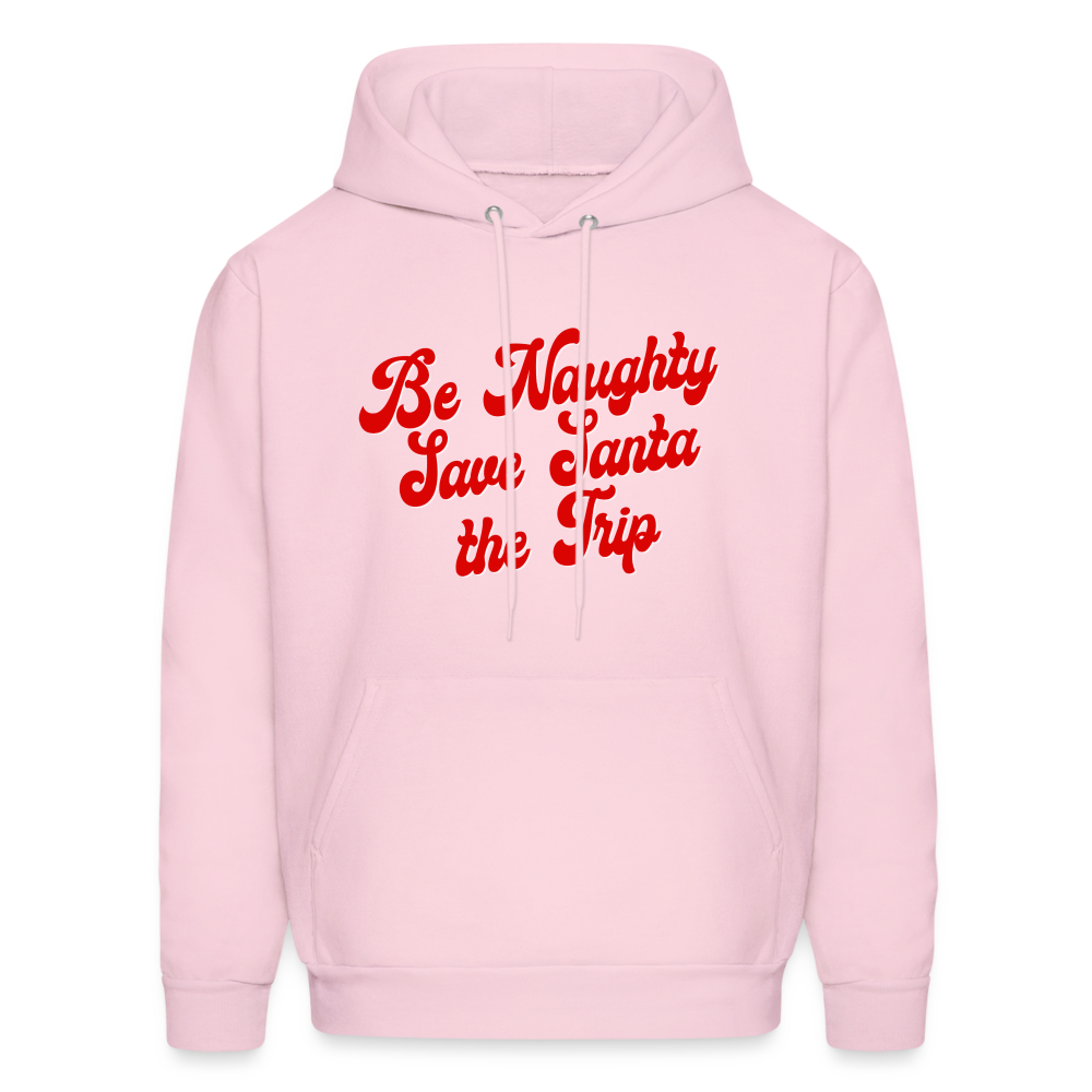 Be Naughty Save Santa the Trip Men's Hoodie - pale pink