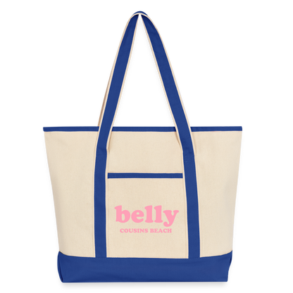 Personalized Large Canvas Deluxe Tote - natural/royal