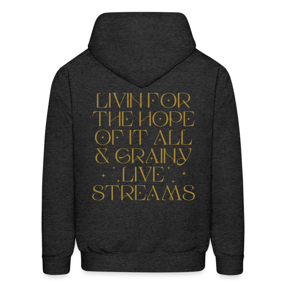 Livin for the Hope of it All & Grainy Livestreams Men's Hoodie - charcoal grey