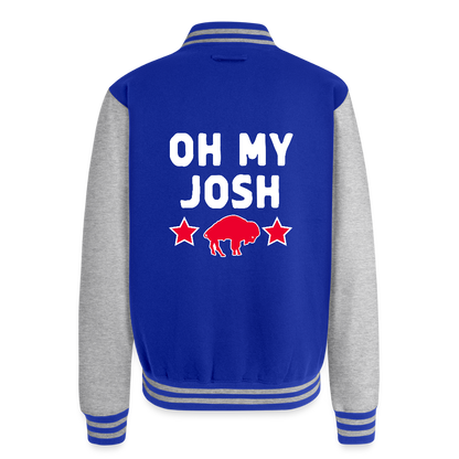 Oh My Josh Bills Just Hoods Heavyweight Letterman Jacket - royal/heather grey