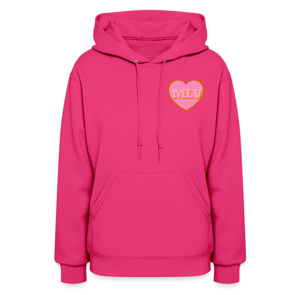 Monogrammed Initials Heart Women's Hoodie - fuchsia