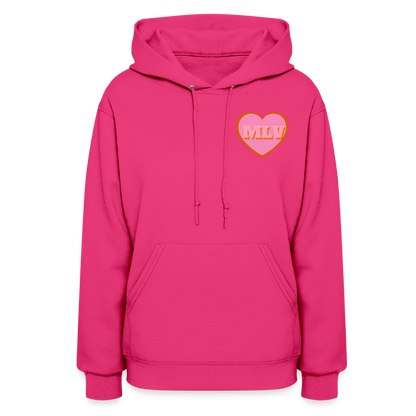 Monogrammed Initials Heart Women's Hoodie - fuchsia