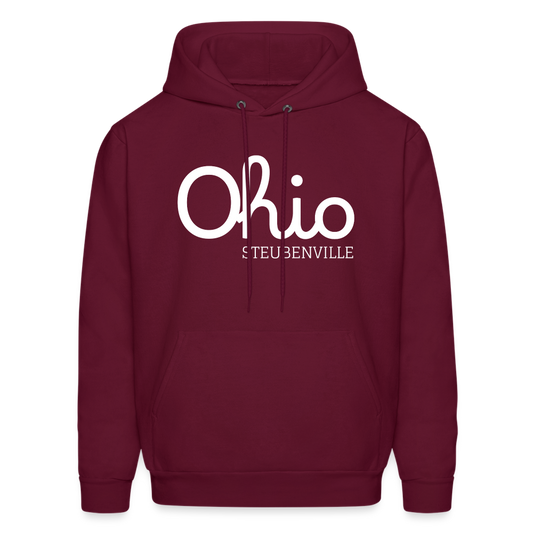 Customizable Steubenville (your hometown) Script Ohio Men's Hoodie - burgundy