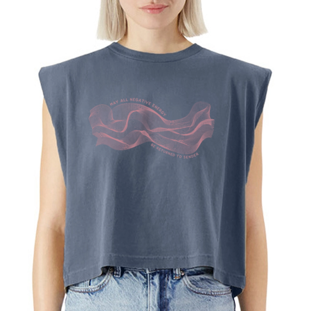 May All Negative Energy Be Returned to Sender American Apparel Women's Garment Dyed Muscle Tank - faded navy