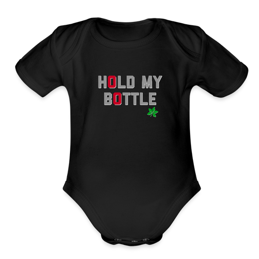 Hold My Bottle Organic Short Sleeve Baby Bodysuit - black