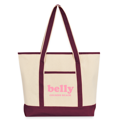 Personalized Large Canvas Deluxe Tote - natural/maroon