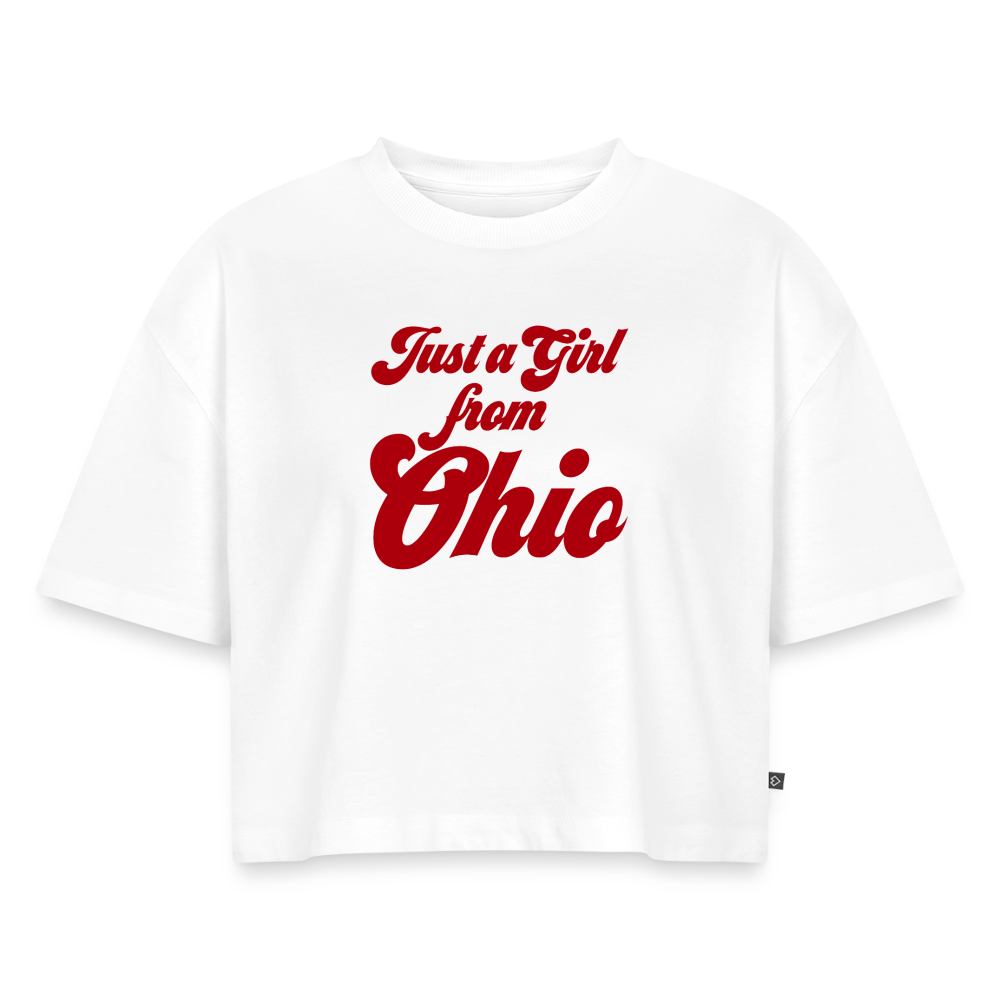 Just a Girl from Ohio Women's Oversized Organic Cropped T-Shirt - white