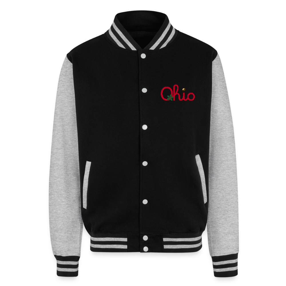 Just a Kid from Ohio Heavyweight Letterman Jacket - black/heather grey