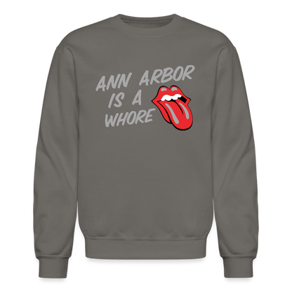 Ann Arbor is aWhore Crewneck Sweatshirt - asphalt gray