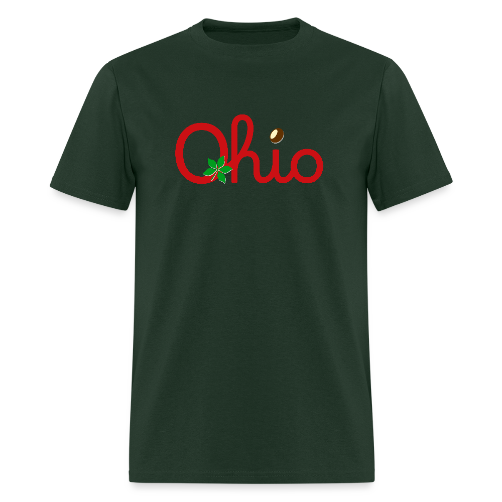 Ohio Script Leaf Nut Men's T-Shirt | GILDAN 5000 - forest green