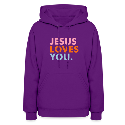 Jesus Loves You Women's Hoodie - purple