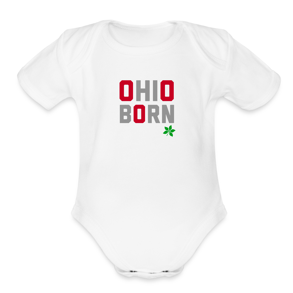 Ohio Born Organic Short Sleeve Baby Bodysuit - white