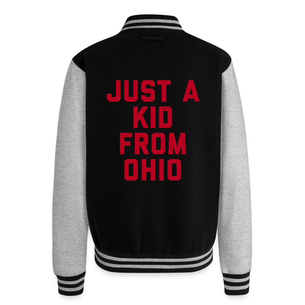 Just a Kid from Ohio Heavyweight Letterman Jacket - black/heather grey