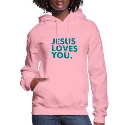 Jesus Loves You Women's Hoodie - classic pink