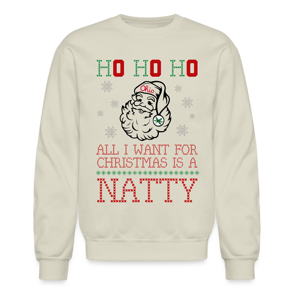 Ho Ho Ho Ohio Santa Natty Crewneck Sweatshirt - Sand