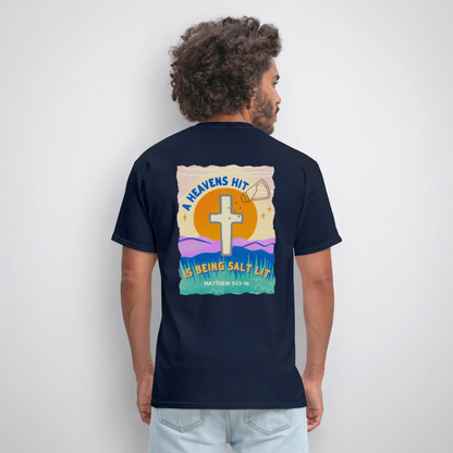 SALT LIT Crew Neck T-Shirt Unisex - navy