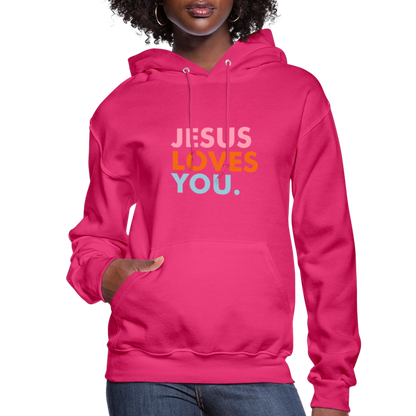 Jesus Loves You Women's Hoodie - fuchsia