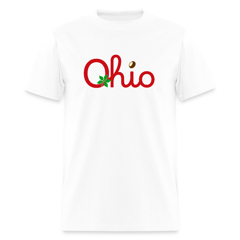 Ohio Script Leaf Nut Men's T-Shirt | GILDAN 5000 - white