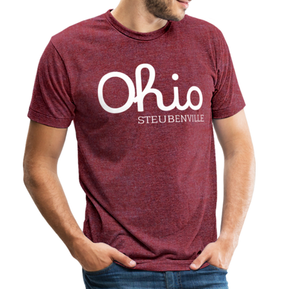 Steubenville Ohio Unisex Jersey T-Shirt by Bella + Canvas - heather cranberry