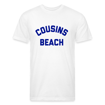Cousins Beach Fitted Cotton/Poly T-Shirt by Next Level - white