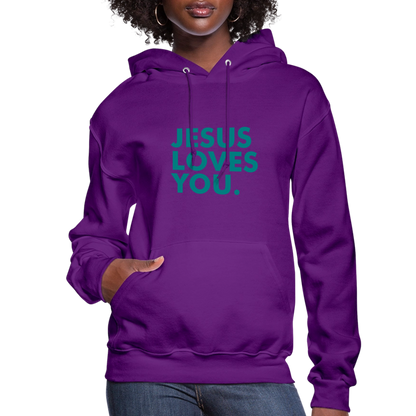 Jesus Loves You Women's Hoodie - purple