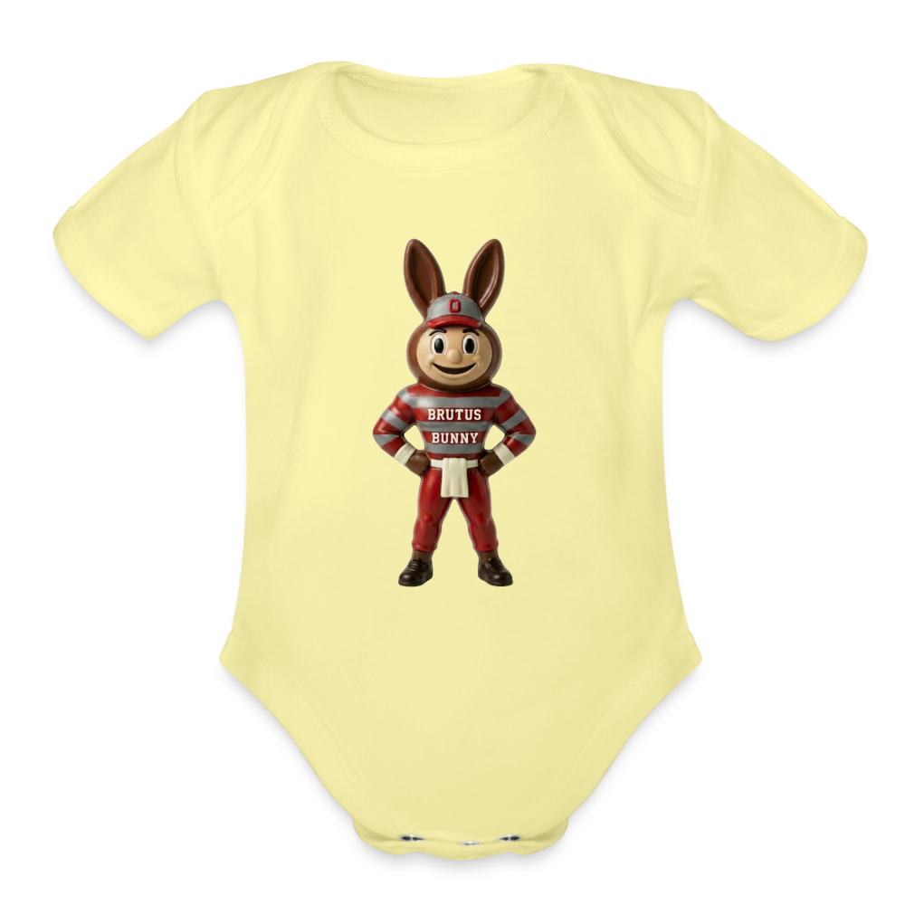 Brutus Bunny Organic Short Sleeve Baby Bodysuit - washed yellow