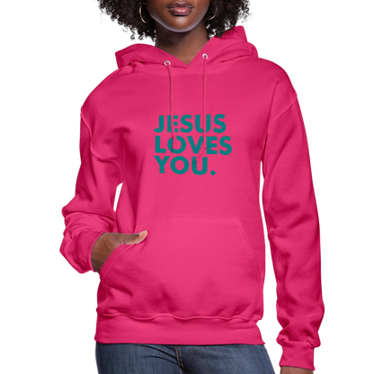 Jesus Loves You Women's Hoodie - fuchsia