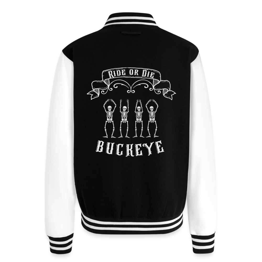 Ride or Die Buckeye Heavyweight Letterman Jacket - black/white